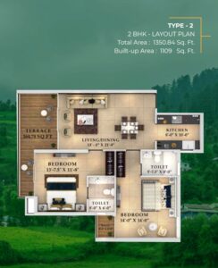 A stunning view of OUREA Valley in Kasauli, offering luxurious 2 and 3 BHK apartments starting from Rs. 10,327,500. Fastlane Realtors, the preferred channel partners, are responsible for selling the project